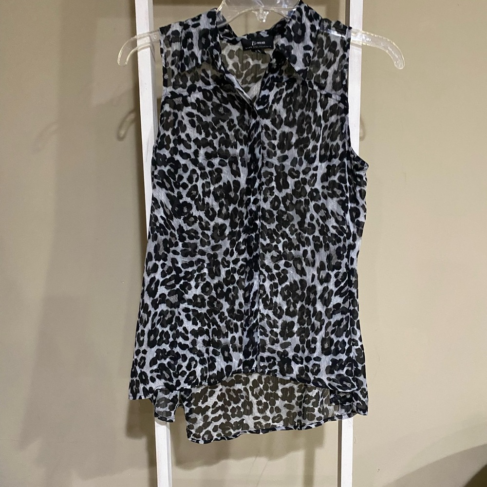 Bwear Monochrome Leopard Print Blouse- size womens Small